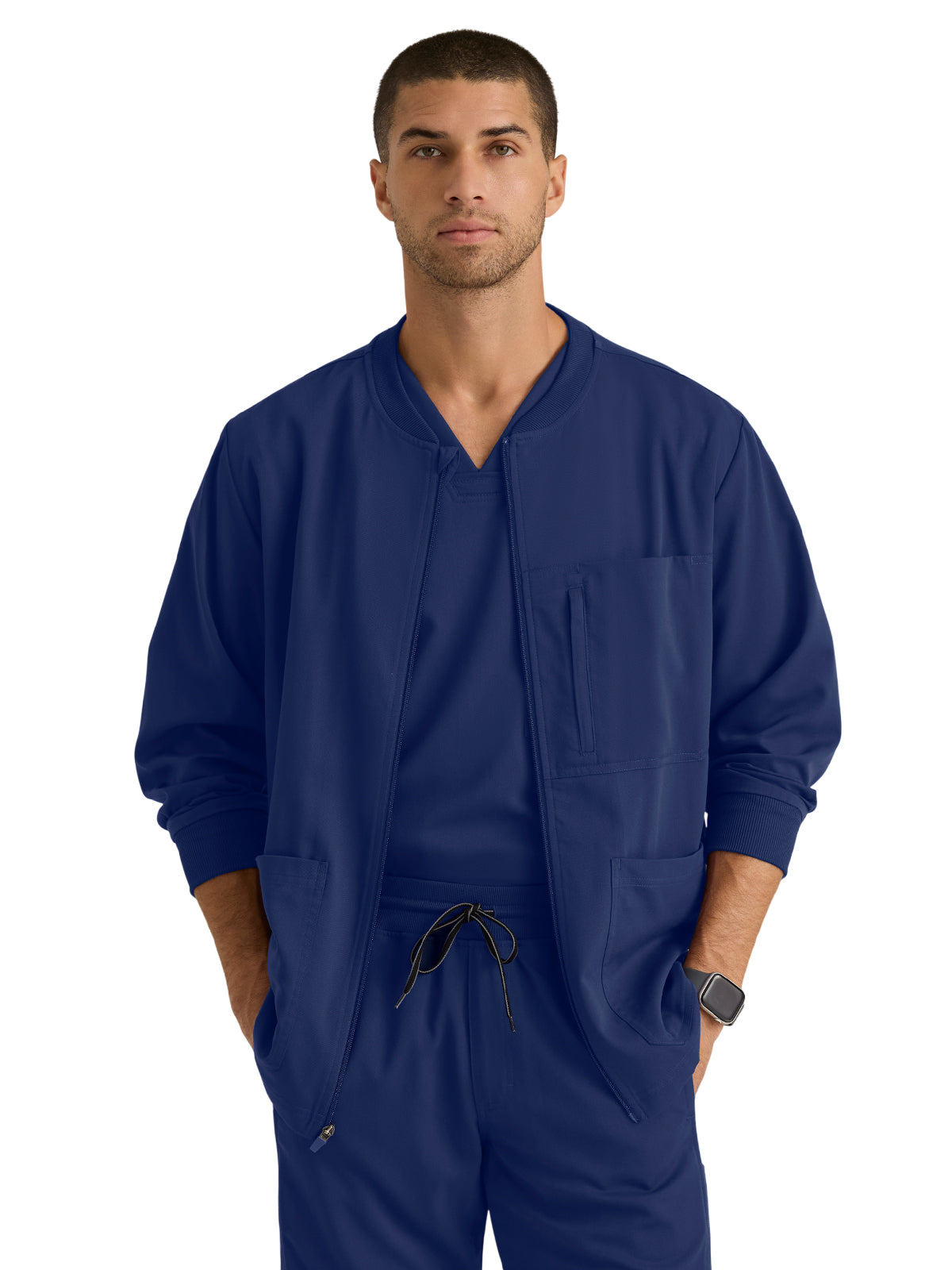 Men's Five-Pocket React Warm-Up Scrub Jacket - GRSW871 - Indigo (Navy)