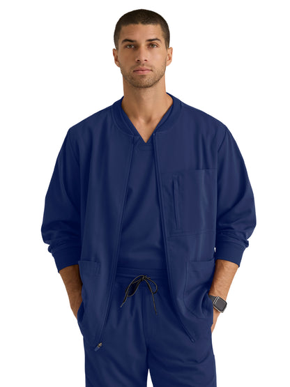 Men's Five-Pocket React Warm-Up Scrub Jacket - GRSW871 - Indigo (Navy)