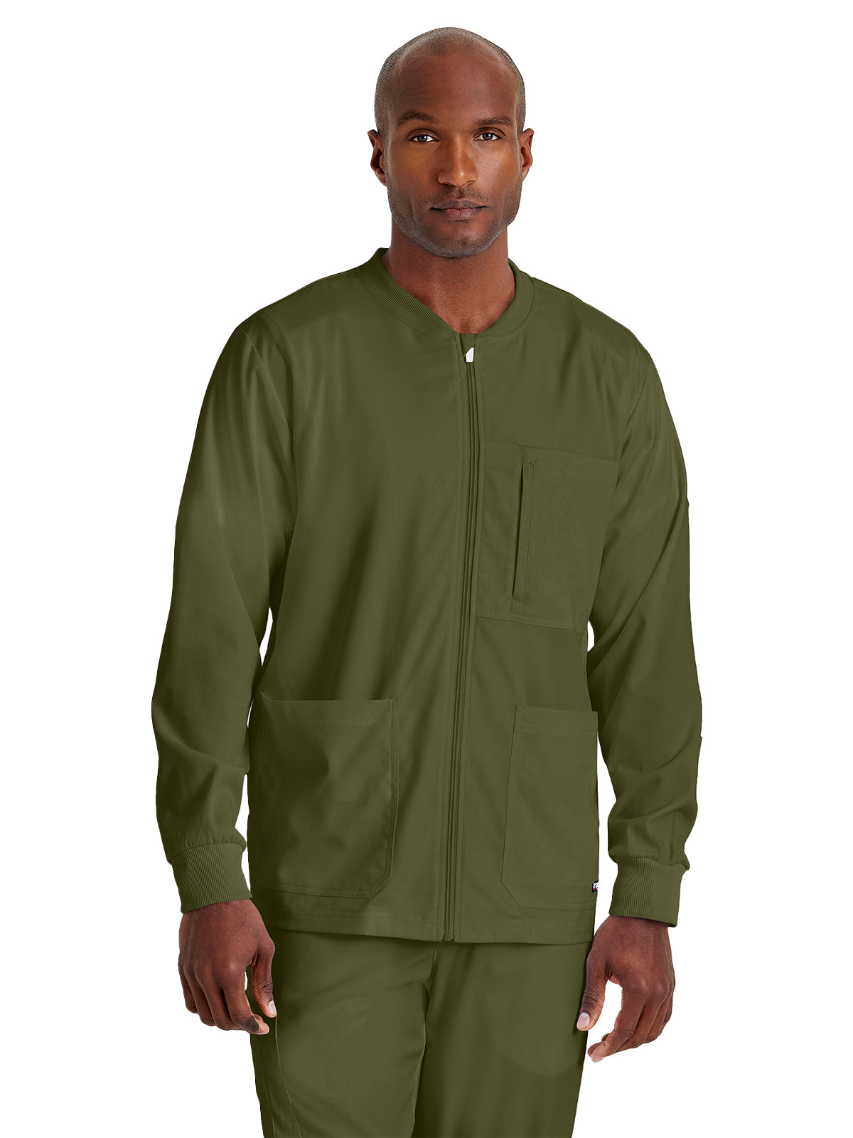 Men's Five-Pocket React Warm-Up Scrub Jacket - GRSW871 - Olive