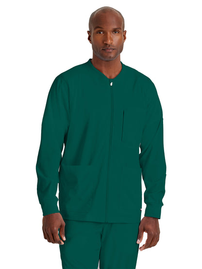 Men's Five-Pocket React Warm-Up Scrub Jacket - GRSW871 - Hunter Green