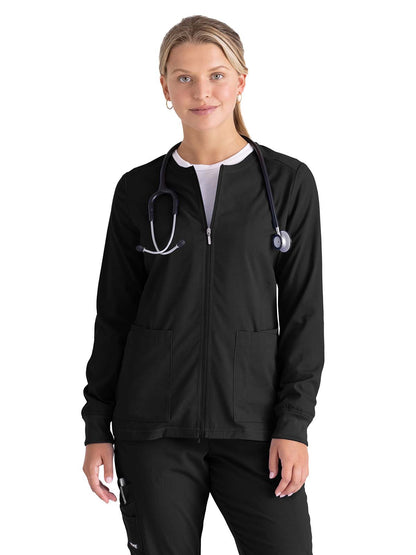Women's Five-Pocket Gianna Warm-Up Scrub Jacket - GRSW873 - Black