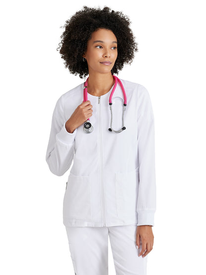Women's Five-Pocket Gianna Warm-Up Scrub Jacket - GRSW873 - White