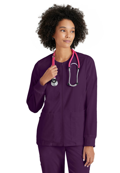 Women's Five-Pocket Gianna Warm-Up Scrub Jacket - GRSW873 - Eggplant