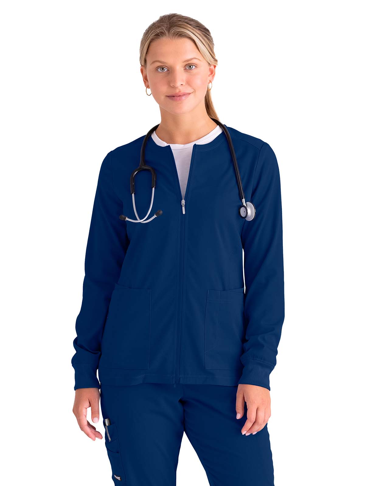 Women's Five-Pocket Gianna Warm-Up Scrub Jacket - GRSW873 - Indigo (Navy)