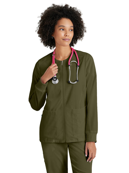 Women's Five-Pocket Gianna Warm-Up Scrub Jacket - GRSW873 - Olive