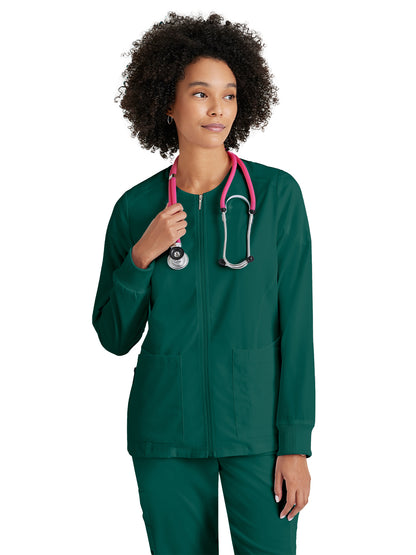 Women's Five-Pocket Gianna Warm-Up Scrub Jacket - GRSW873 - Hunter Green