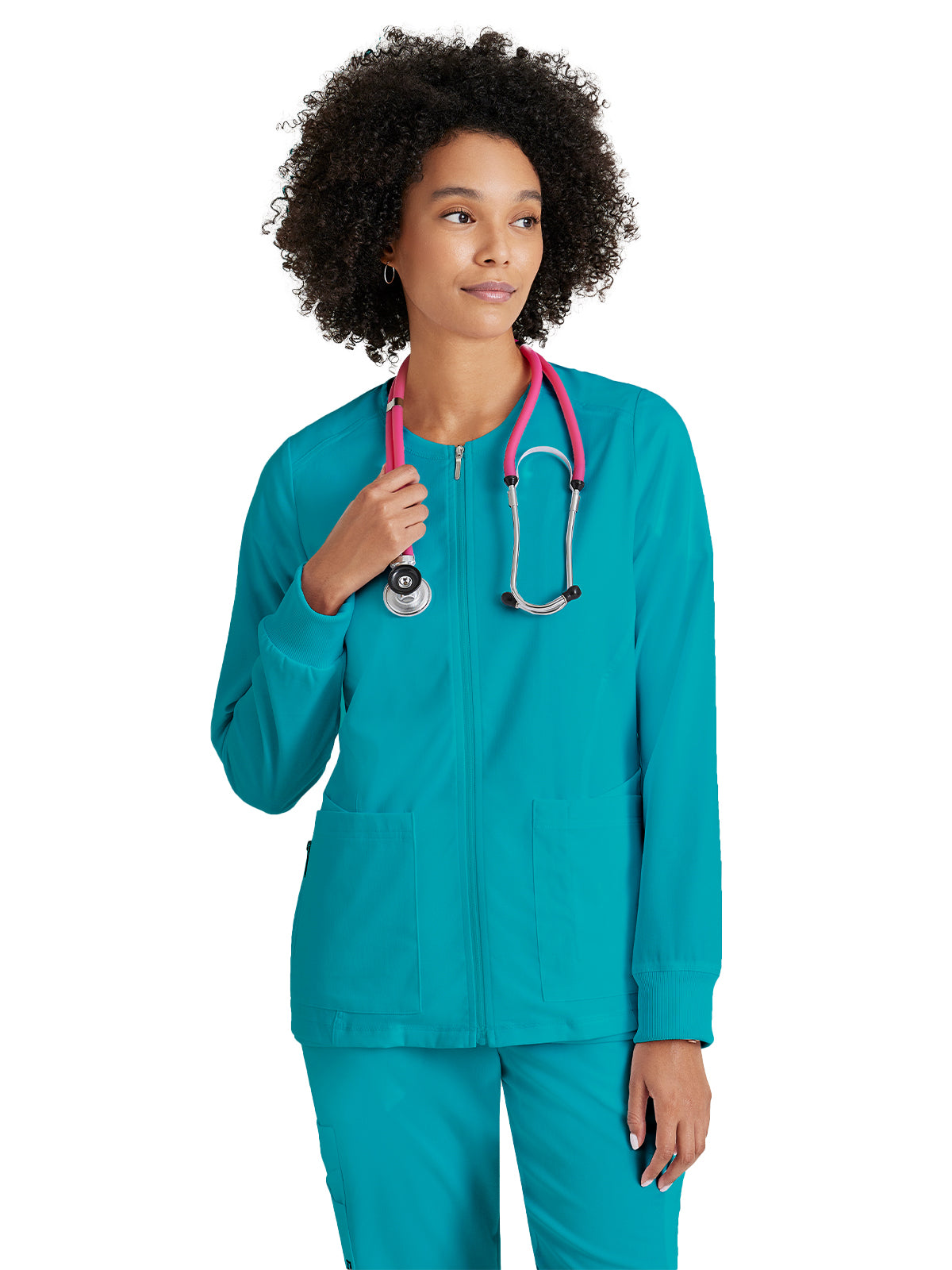 Women's Five-Pocket Gianna Warm-Up Scrub Jacket - GRSW873 - Teal