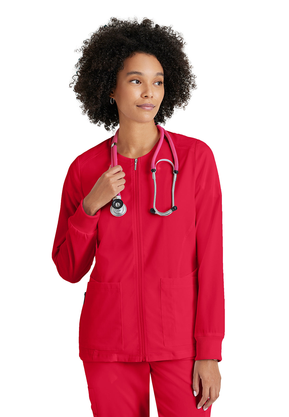 Women's Five-Pocket Gianna Warm-Up Scrub Jacket - GRSW873 - Scarlet Red