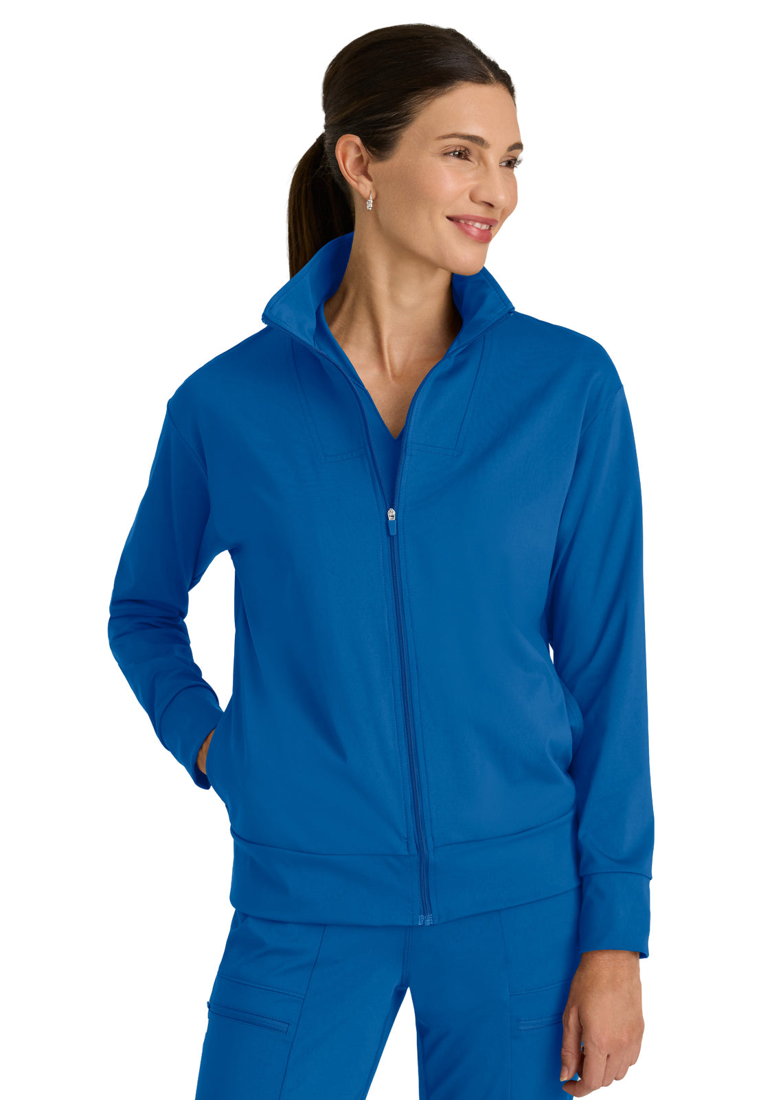 Women's Four Pocket Zip Front Collar Ease Warm-Up Jacket - GRSW923 - New Royal