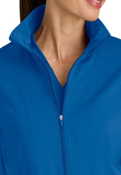 Four Pocket Zip Front Collar Ease Warm-Up Scrub Jacket - GRSW923 - New Royal