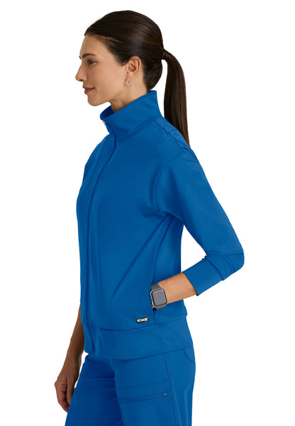 Four Pocket Zip Front Collar Ease Warm-Up Scrub Jacket - GRSW923 - New Royal