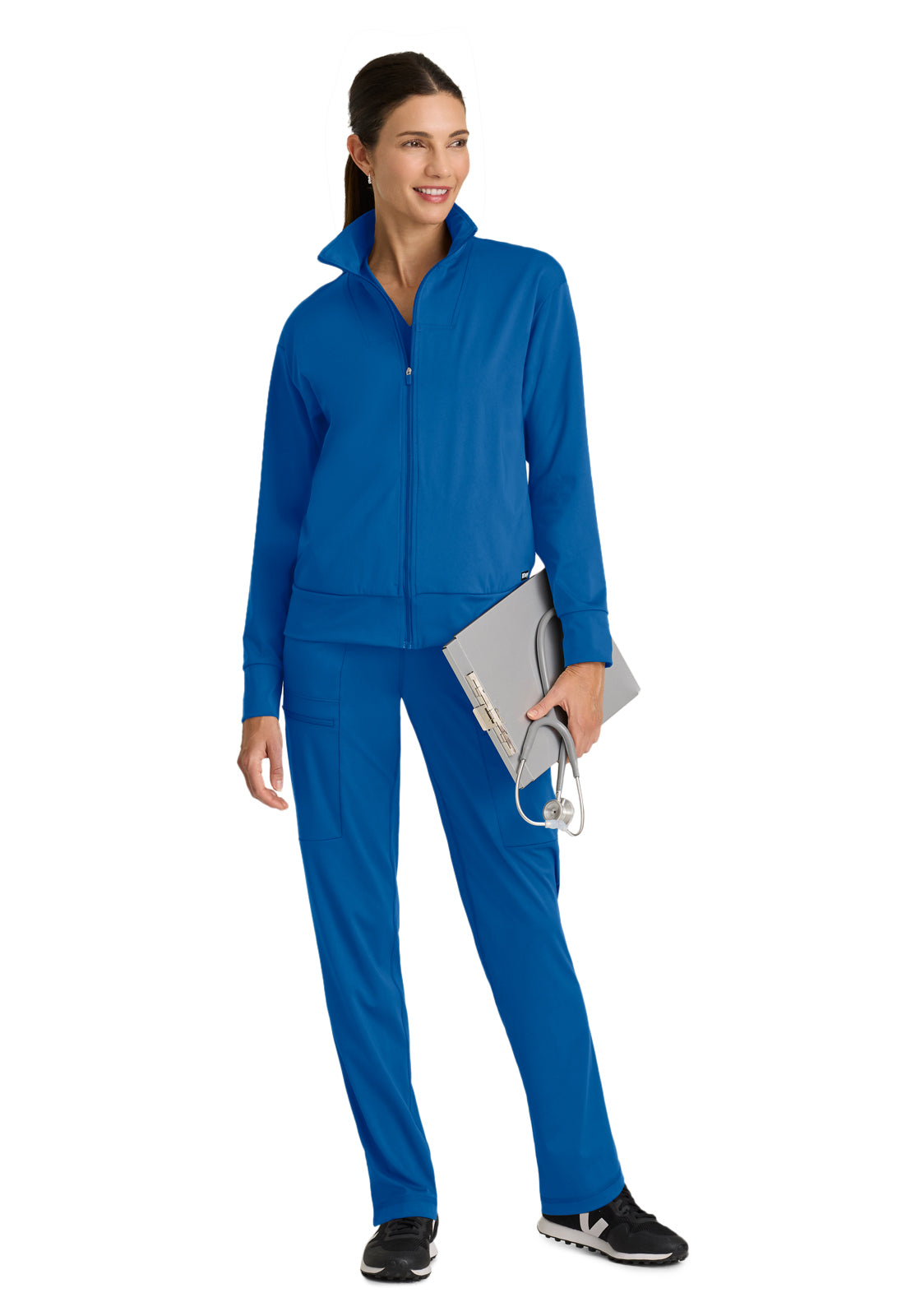 Four Pocket Zip Front Collar Ease Warm-Up Scrub Jacket - GRSW923 - New Royal