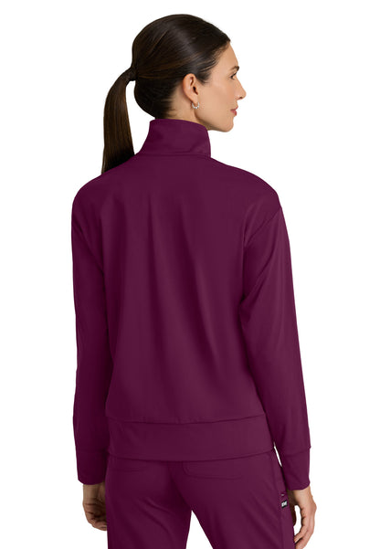 Four Pocket Zip Front Collar Ease Warm-Up Jacket - GRSW923 - Wine