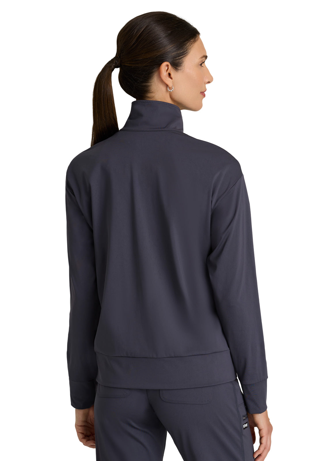 Four Pocket Zip Front Collar Ease Warm-Up Scrub Jacket - GRSW923 - Steel