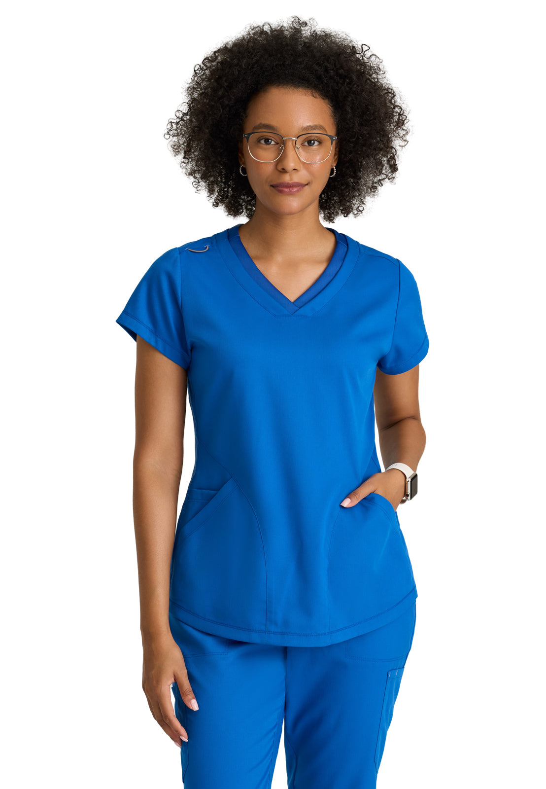 Three Pocket V-Neck Evelyn Scrub Top - GRT261 - New Royal