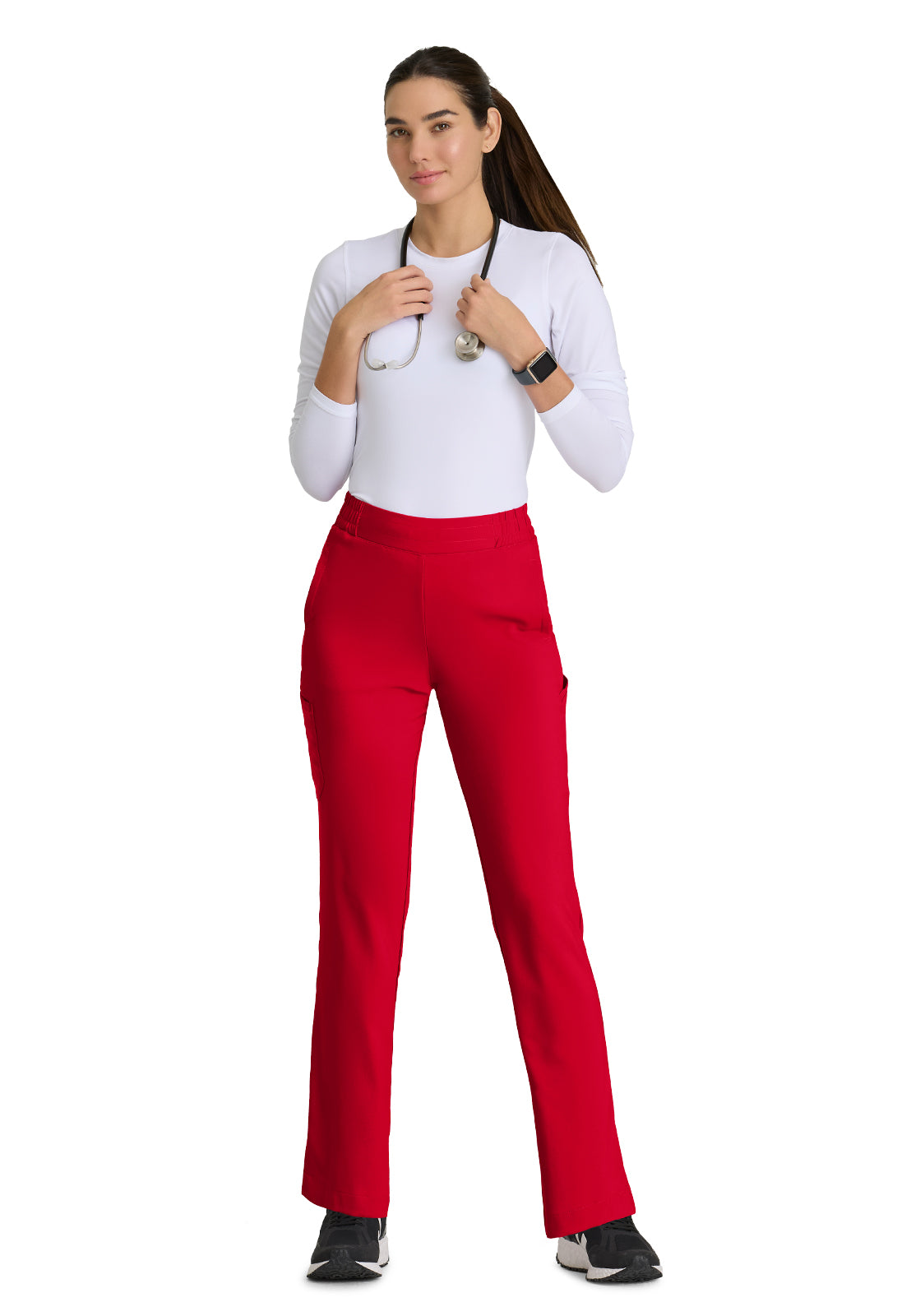 Women's Six-Pocket Tapered Leg Cosmo Scrub Pant - GSSP627 - True Red