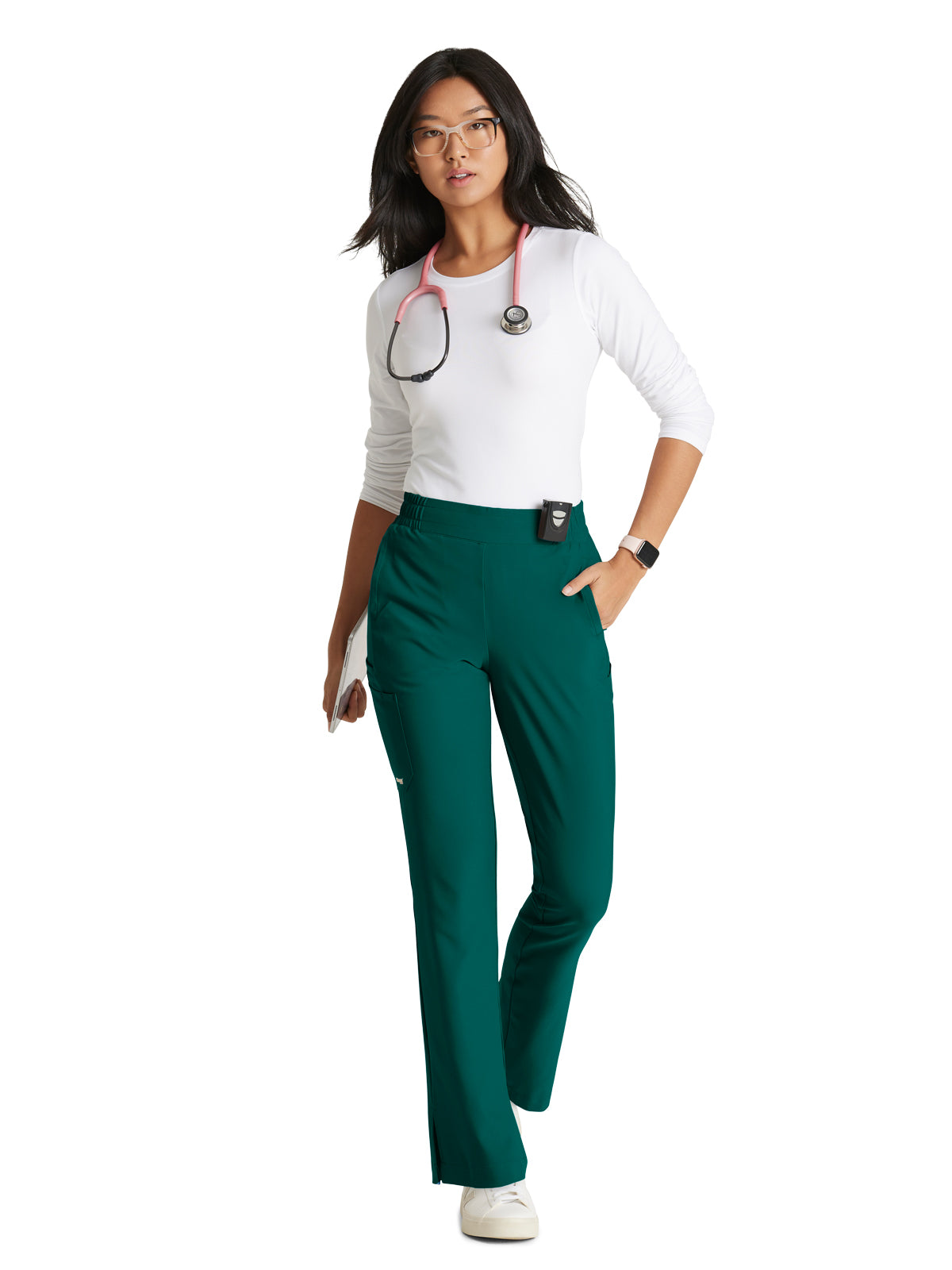 Women's Six-Pocket Tapered Leg Cosmo Scrub Pant - GSSP627 - Hunter Green