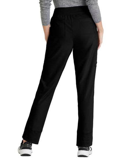 Women's 5 Pocket High Rise Tapered Leg Flight Scrub Pant - GSSP651 - Black