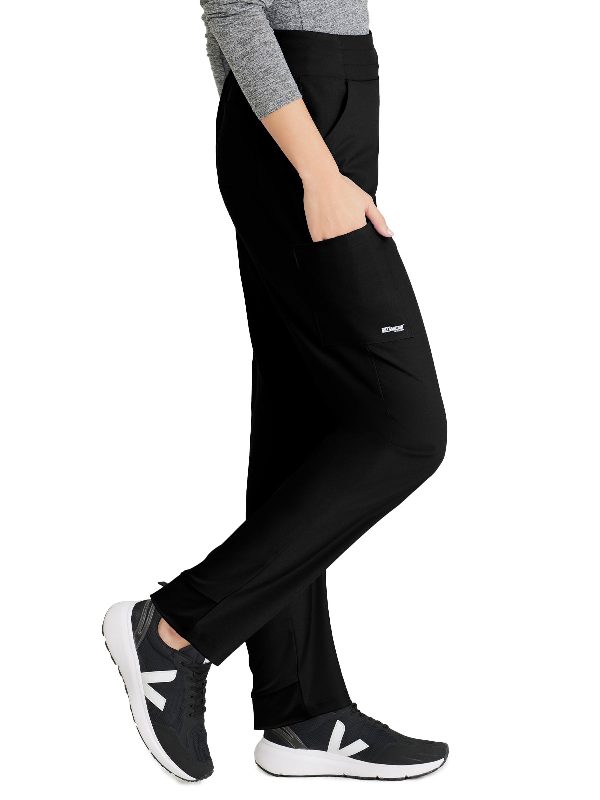 Women's 5 Pocket High Rise Tapered Leg Flight Scrub Pant - GSSP651 - Black