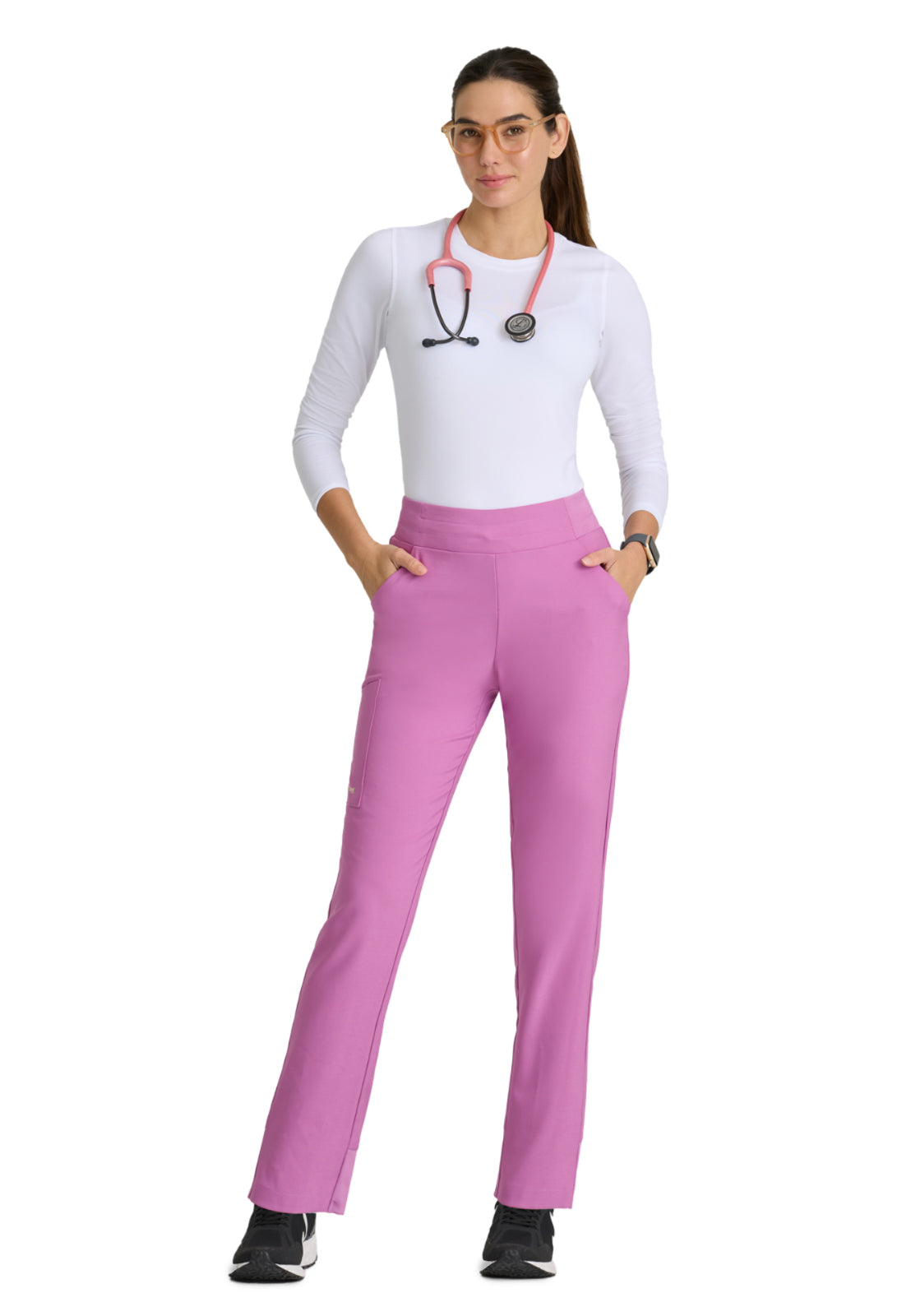 Women's 5 Pocket High Rise Tapered Leg Flight Scrub Pant - GSSP651 - Twilight Mauve