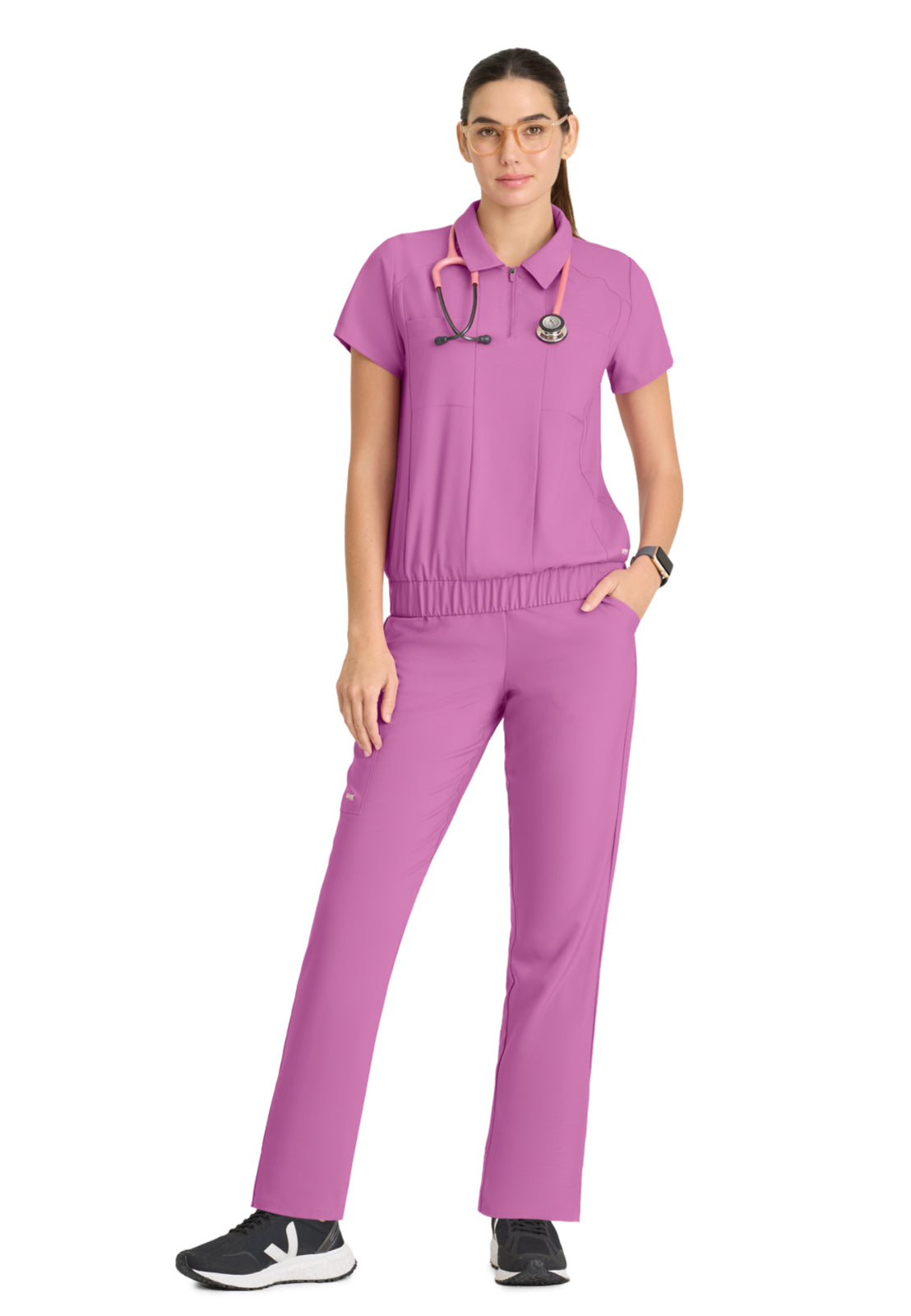 Women's 5 Pocket High Rise Tapered Leg Flight Scrub Pant - GSSP651 - Twilight Mauve