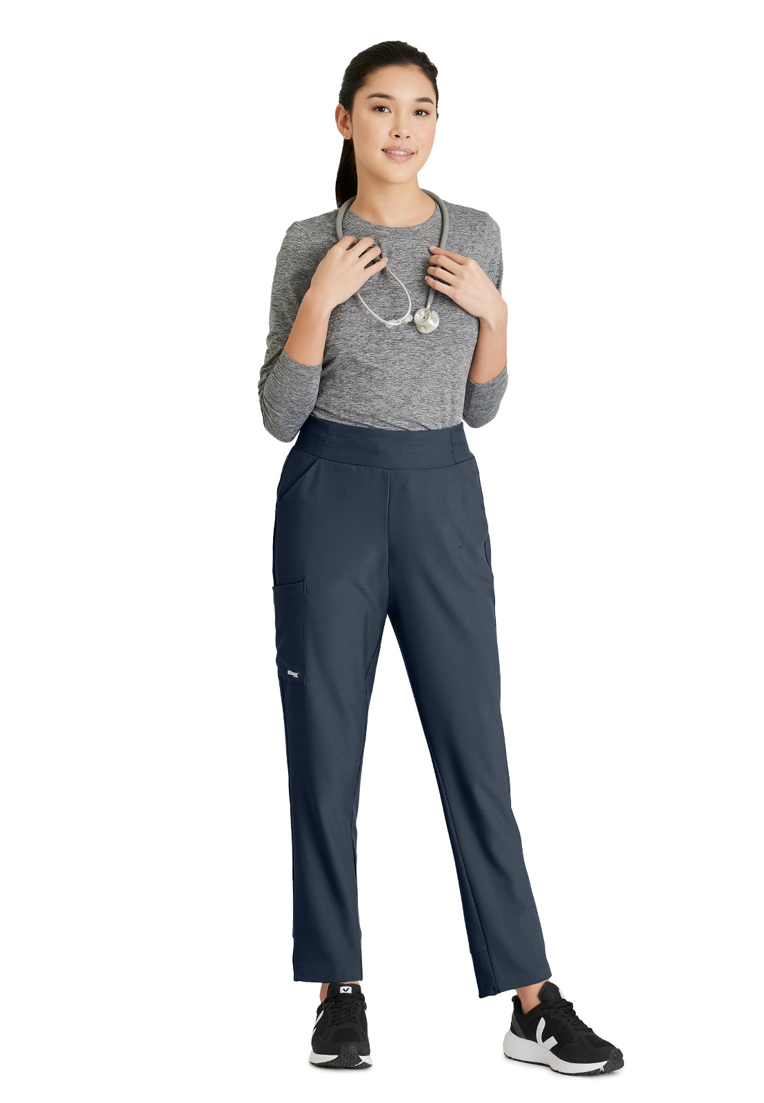 Women's 5 Pocket High Rise Tapered Leg Flight Scrub Pant - GSSP651 - Steel