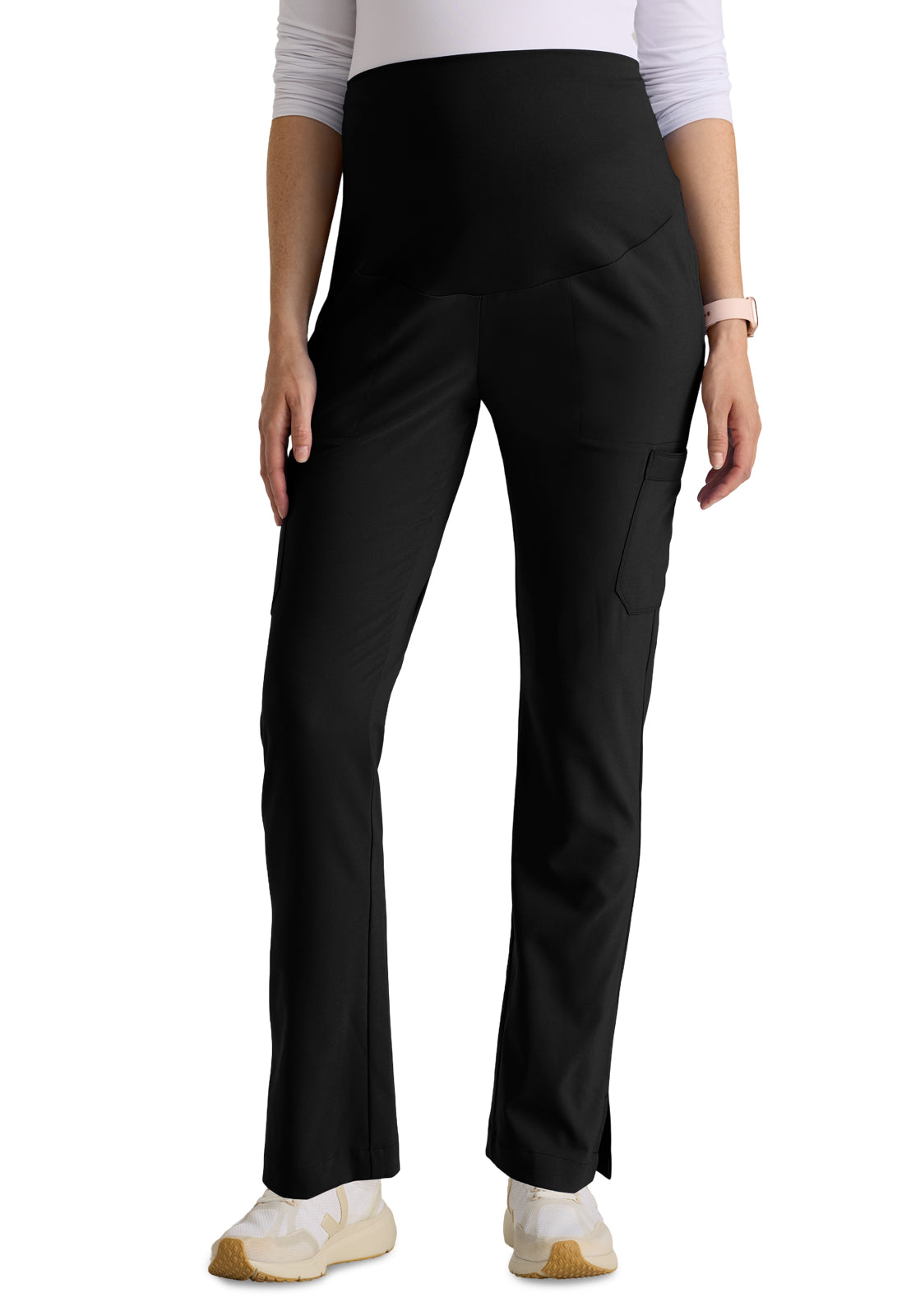 Six Pocket Jersey Knit Stretch Waistband Evolve Maternity Scrub Pant - GSSP690 - Black