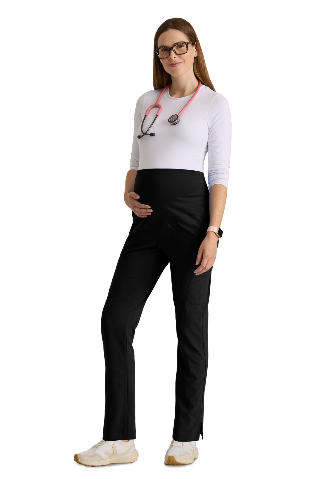 Six Pocket Jersey Knit Stretch Waistband Evolve Maternity Scrub Pant - GSSP690 - Black