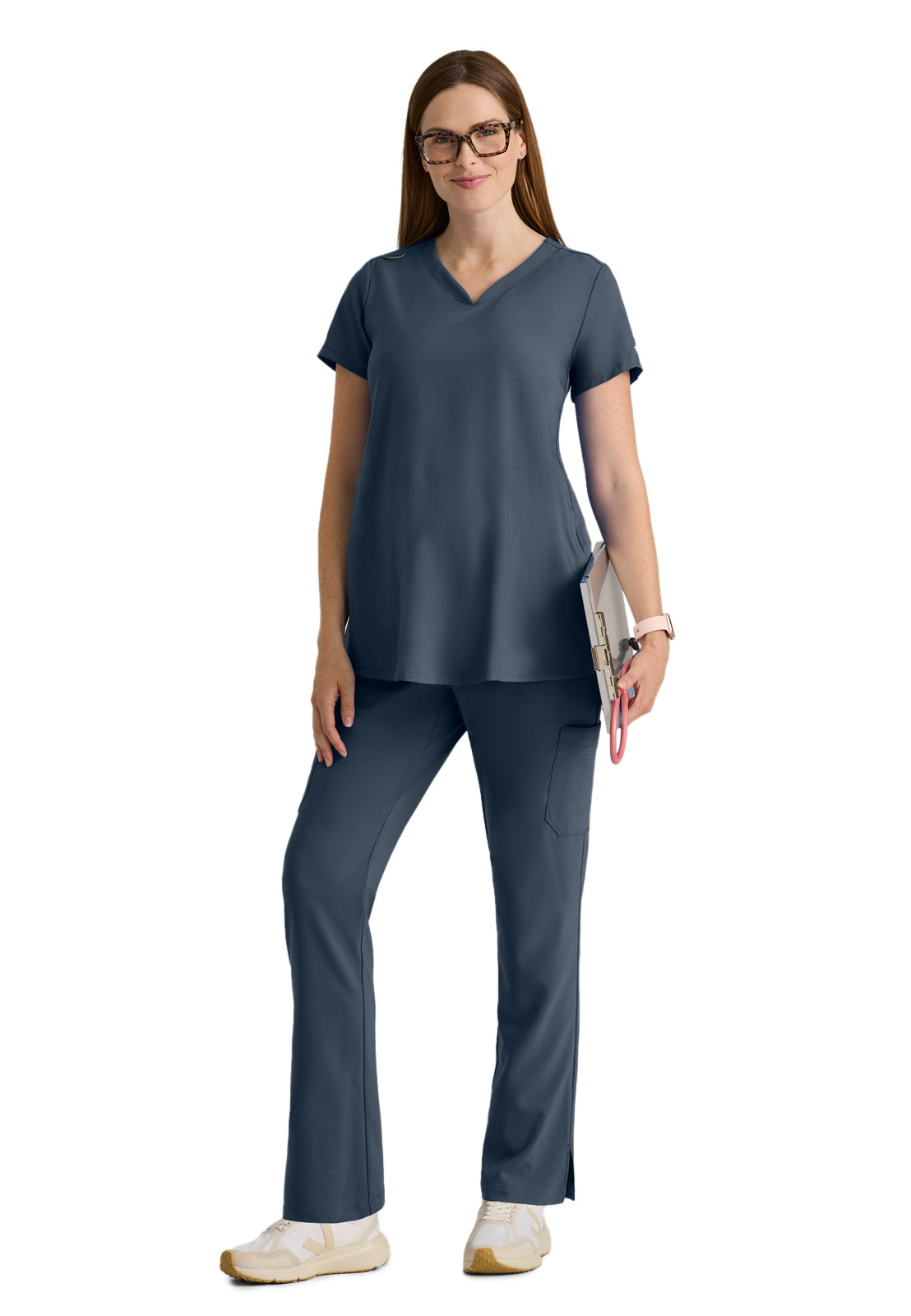 Six Pocket Jersey Knit Stretch Waistband Evolve Maternity Scrub Pant - GSSP690 - Steel