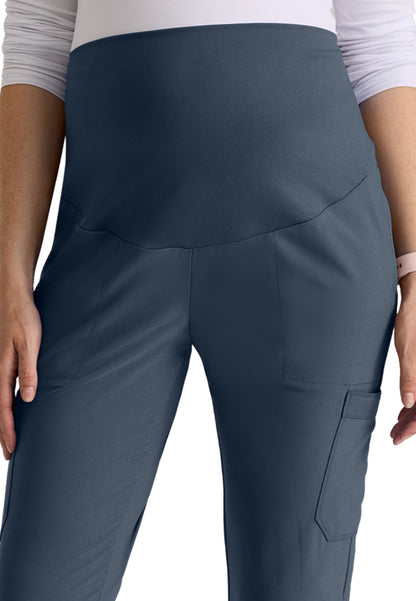 Six Pocket Jersey Knit Stretch Waistband Evolve Maternity Scrub Pant - GSSP690 - Steel