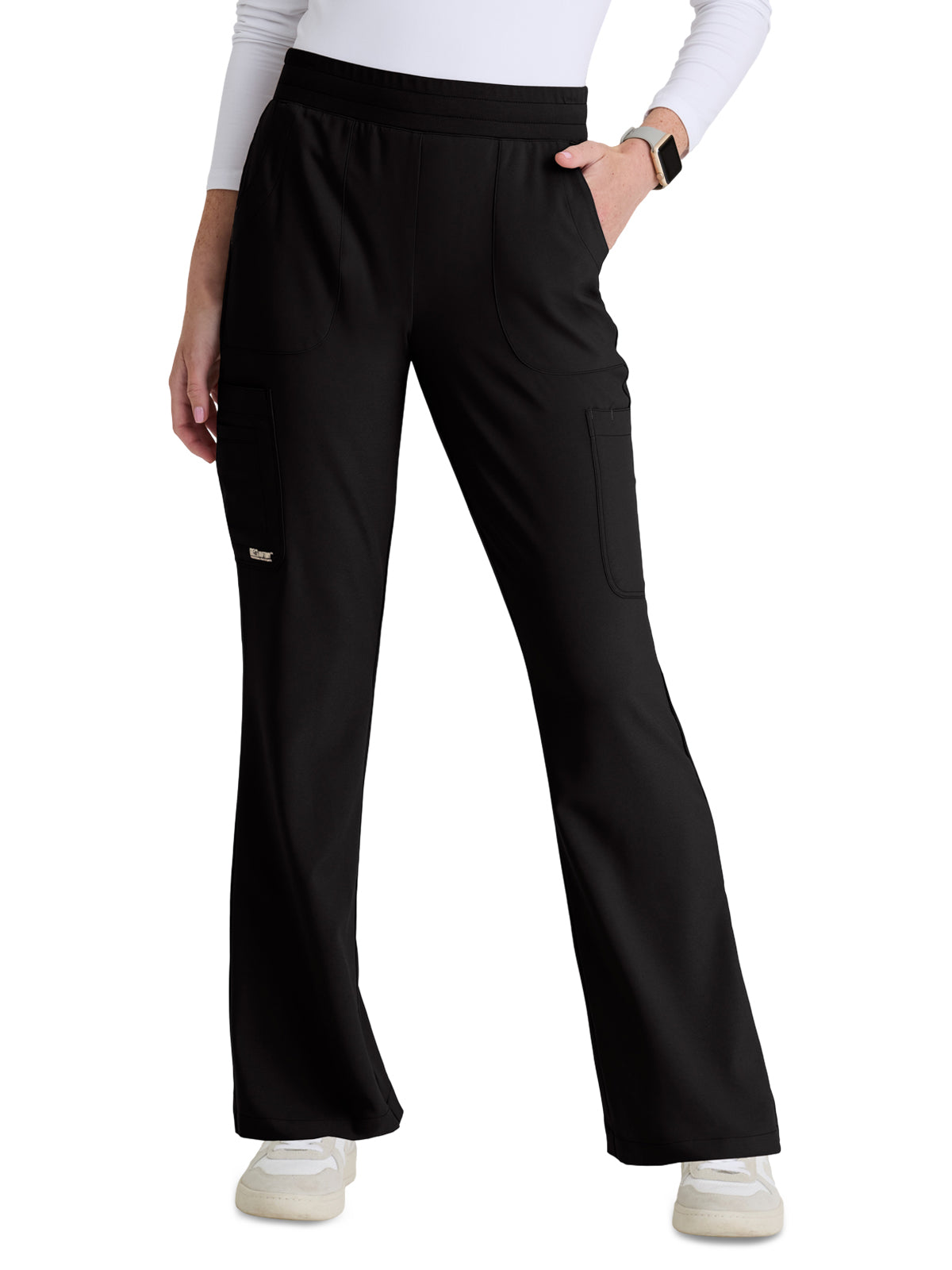 Women's Six Pocket Drawstring Sky Scrub Pant - GSSP729 - Black