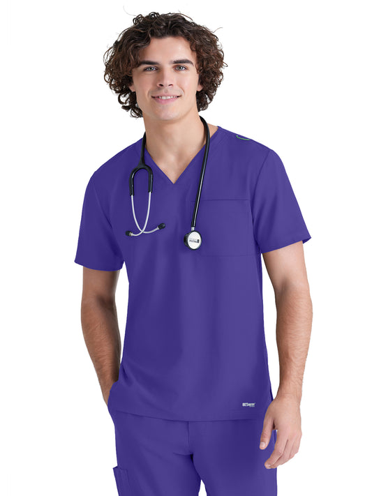 Men's Piped V-Neck Journey Scrub Top - GSST179 - New Grape