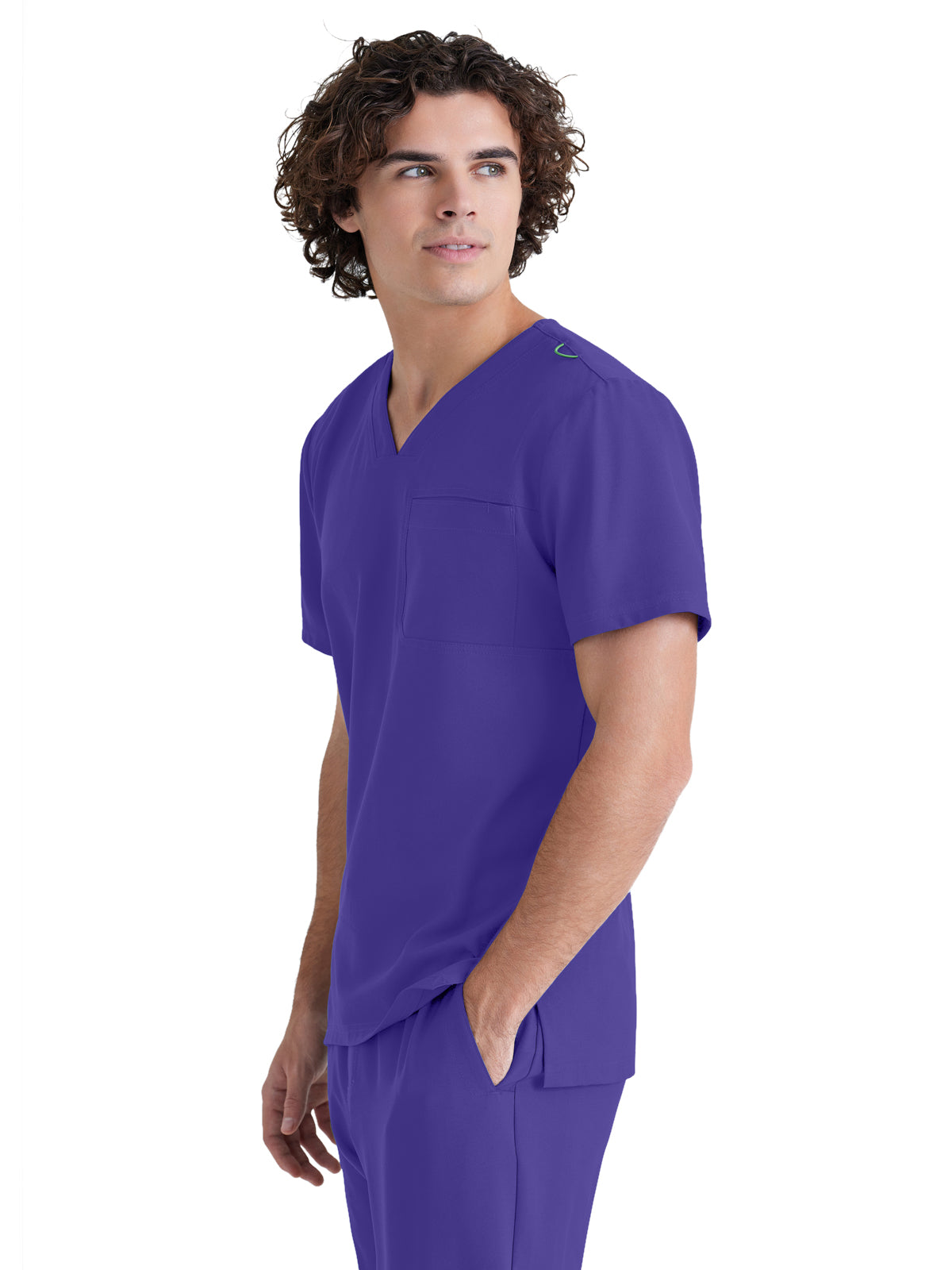 Men's Piped V-Neck Journey Scrub Top - GSST179 - New Grape