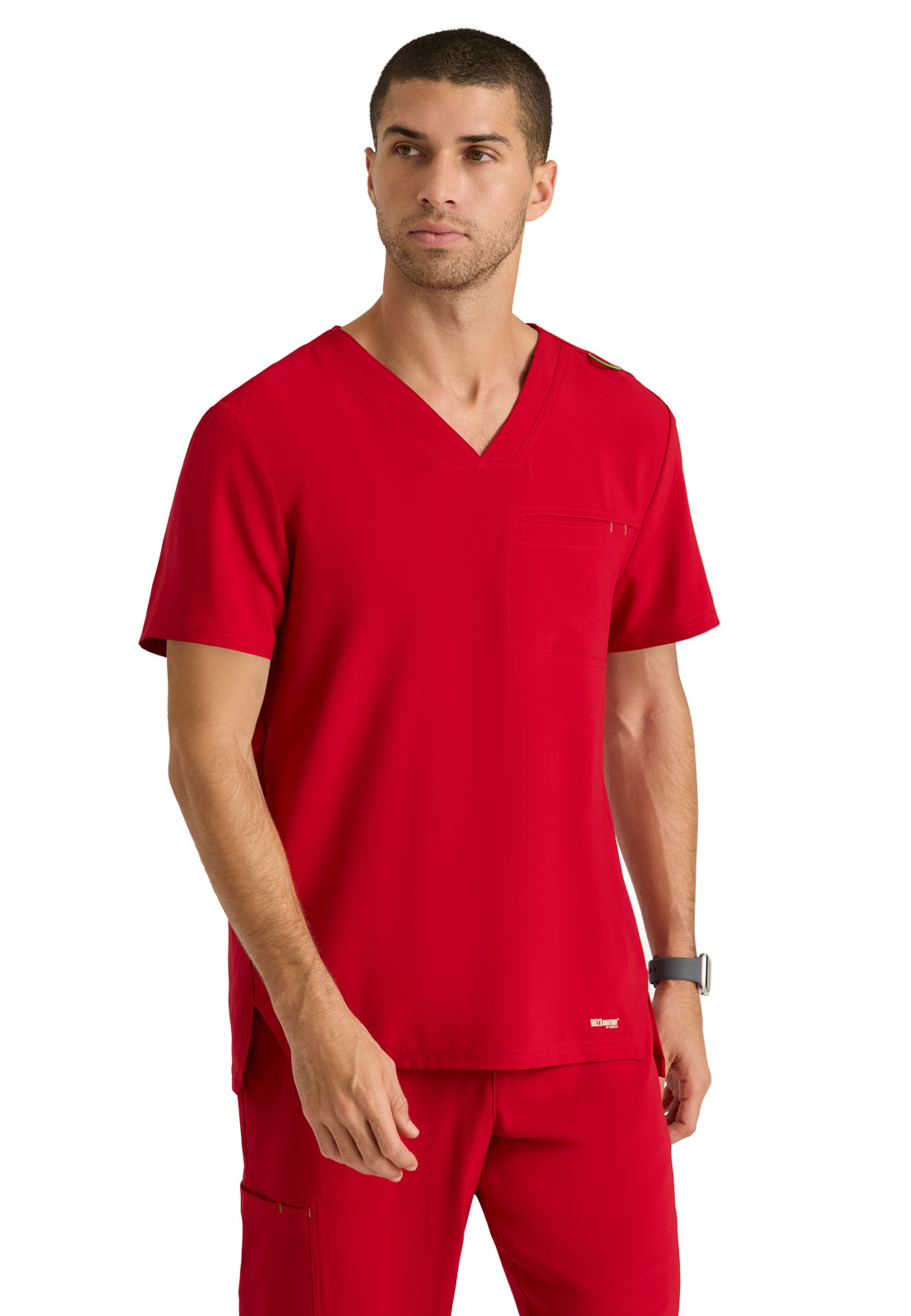 Men's Piped V-Neck Journey Scrub Top - GSST179 - True Red