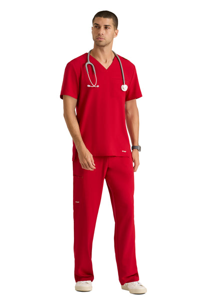 Men's Piped V-Neck Journey Scrub Top - GSST179 - True Red