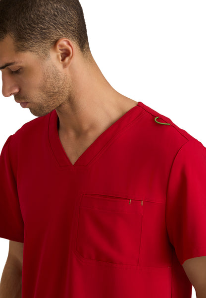 Men's Piped V-Neck Journey Scrub Top - GSST179 - True Red