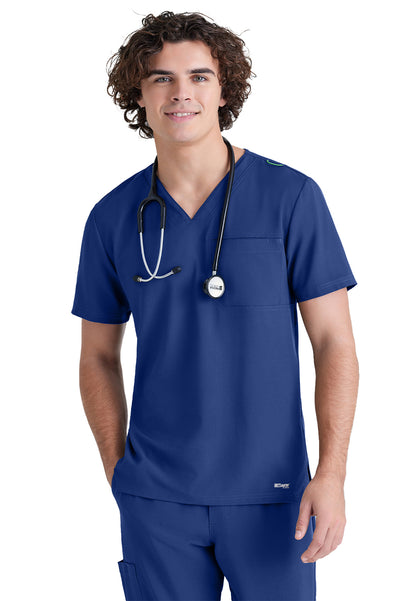 Men's Piped V-Neck Journey Top - GSST179 - Indigo (Navy)