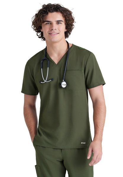 Men's Piped V-Neck Journey Top - GSST179 - Fern