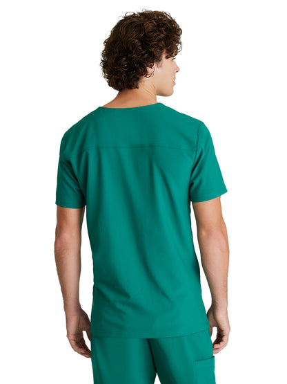 Men's Piped V-Neck Journey Scrub Top - GSST179 - Hunter Green