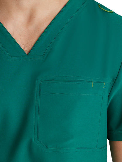 Men's Piped V-Neck Journey Scrub Top - GSST179 - Hunter Green