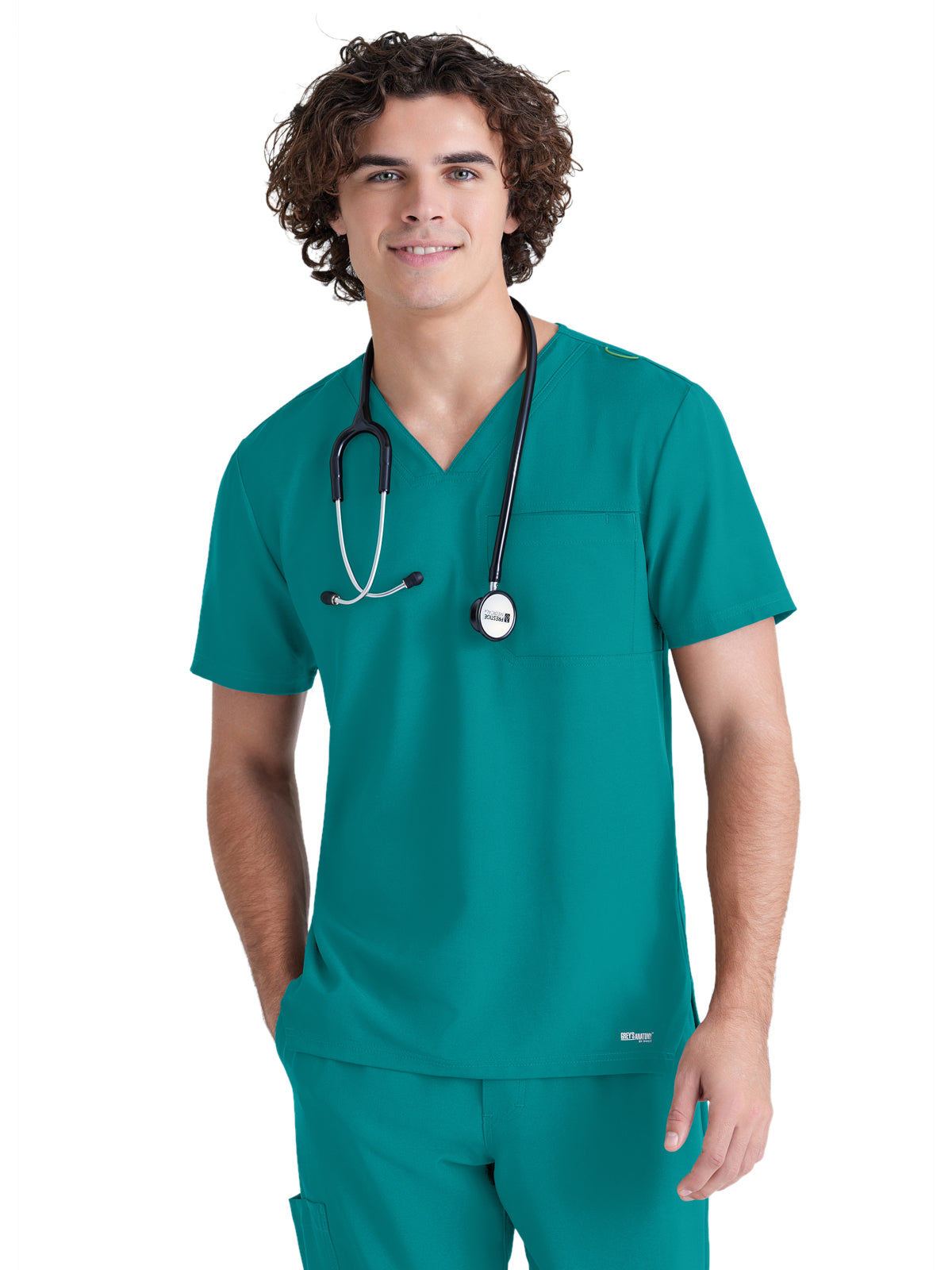 Men's Piped V-Neck Journey Scrub Top - GSST179 - Teal