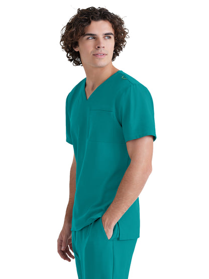 Men's Piped V-Neck Journey Scrub Top - GSST179 - Teal