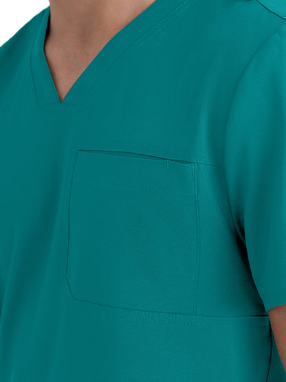 Men's Piped V-Neck Journey Scrub Top - GSST179 - Teal