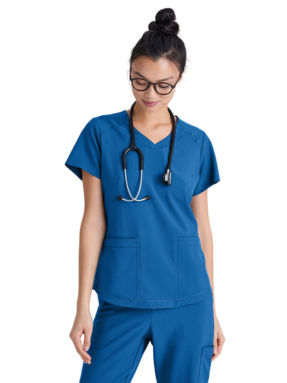 Women's Two-Pocket V-Neck Rhythm Scrub Top - GSST180 - New Royal