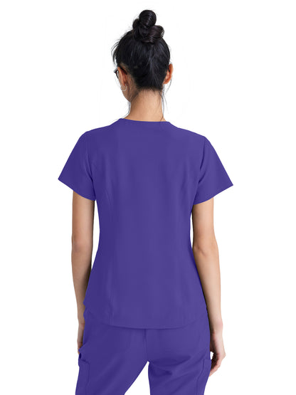 Women's Two-Pocket Piped V-Neck Rhythm Scrub Top - GSST180 - New Grape