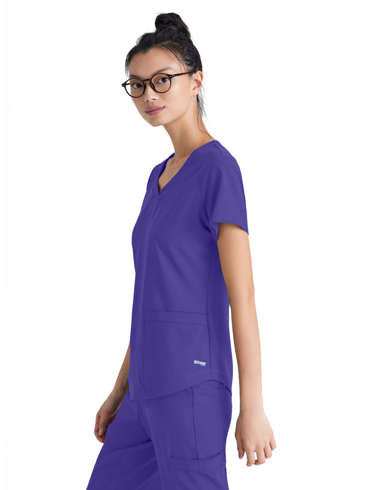 Women's Two-Pocket Piped V-Neck Rhythm Scrub Top - GSST180 - New Grape