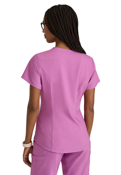 Women's Two-Pocket Piped V-Neck Rhythm Scrub Top - GSST180 - Twilight Mauve