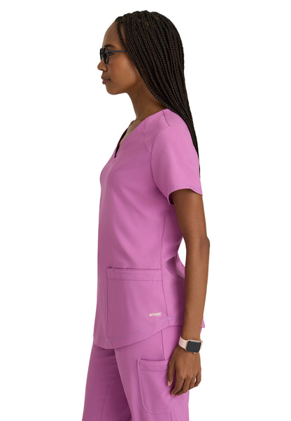 Women's Two-Pocket Piped V-Neck Rhythm Scrub Top - GSST180 - Twilight Mauve