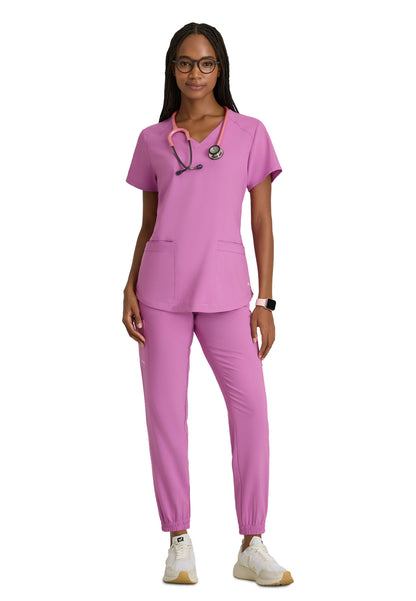 Women's Two-Pocket Piped V-Neck Rhythm Scrub Top - GSST180 - Twilight Mauve