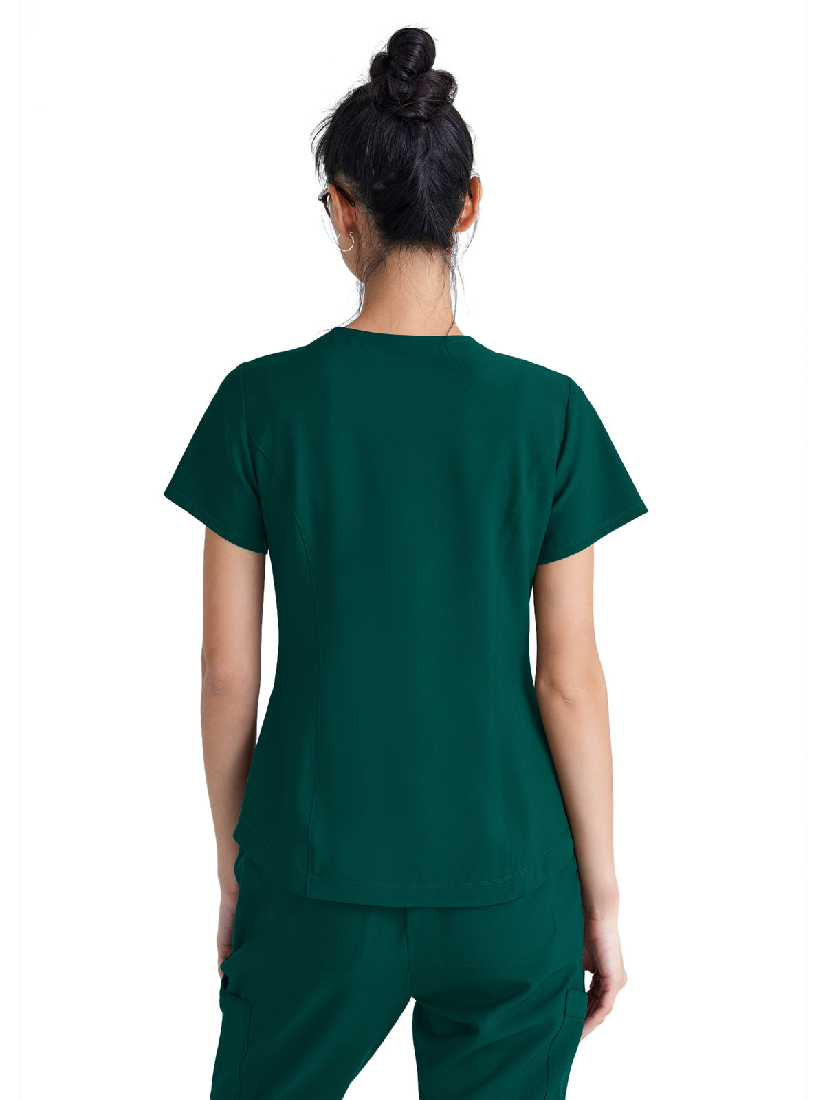 Women's Two-Pocket Piped V-Neck Rhythm Scrub Top - GSST180 - Hunter Green